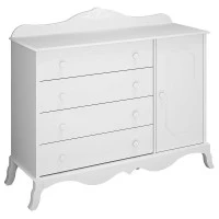 4Guarda Roupa 4 Portas e Cômoda Infantil Realeza Branco Acet