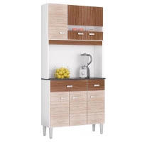 Armário-para-Cozinha-Manu-6-Portas-Amêndoa-Capuccino-Poquema