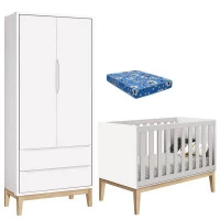 Berço-Americano-com-Colchão-e-Guarda-Roupa-Classic-2-Portas-