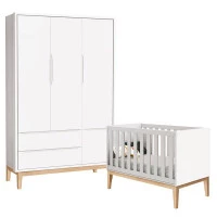 Berço Americano e Guarda Roupa Classic 3 Portas Branco com P