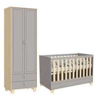 Berço Americano e Guarda Roupa Infantil 2 Portas Rope Natura