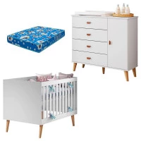 Berço-Americano-Ludmila-e-Cômoda-Infantil-Duda-Branco-Bétula