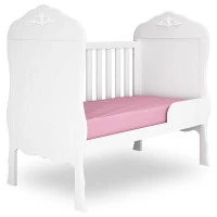 Berço Americano Mini Realeza Branco Acetinado formato cama C