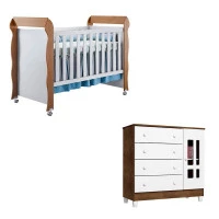 Berço Americano Mirelle e Cômoda Ariel Branco Acetinado Amad