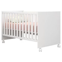 Berço Doce Sonho 100 com Rodízios Branco Brilho - Qmovi
