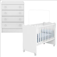Berço e Cômoda Infantil Doce Sonho Qmovi