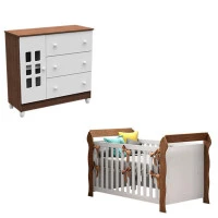 Berço-Lara-e-Cômoda-Infantil-Branco-Acetinado-Amadeirado---C