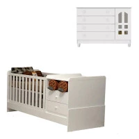 Berço Multifuncional e Cômoda Infantil Gran Selena Branco Br