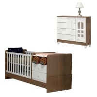Berço Multifuncional e Cômoda Infantil Selena Branco Acetina