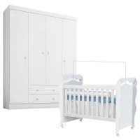 BERÇO-NEW-NANDA-COM-GUARDA-ROUPA-ALICE-BRANCO-BRILHO-CAROLIN