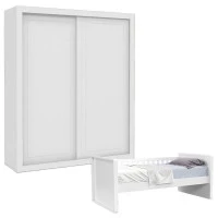 Cama Babá e Guarda Roupa Infantil 2 Portas Tutto New Branco