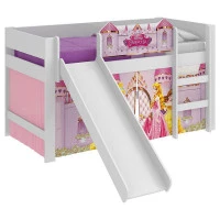 cama infantil princesas disney play com escorregador branco