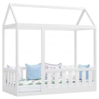 Cama Montessoriana com Grade Branco Brilho - Canaã