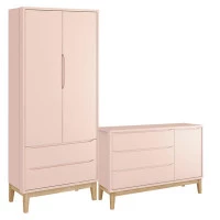 Cômoda com Porta e Guarda Roupa Infantil 2 Portas New Classi