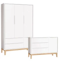 Cômoda com Porta e Guarda Roupa Infantil 3 Portas New Classi