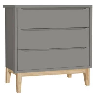Cômoda Gaveteiro Infantil New Classic Cinza Madeira Natural 