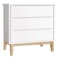 Cômoda Gaveteiro New Classic Branco com Pés Madeira Natural 