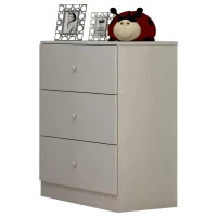 Cômoda Infantil 3 gavetas Louise Branco Brilho