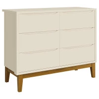 comoda-infantil-6-gavetas-classic-areia-fosco-com-pes-madeir