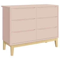 comoda-infantil-6-gavetas-classic-rosa-fosco-com-pes-natural