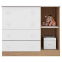 Cômoda Infantil Doce Sonho 2561 Carvalho Branco Brilho Abert