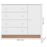 Cômoda Infantil Doce Sonho 2561 Carvalho Branco Brilho Dimen