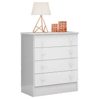 Cômoda infantil Doce Sonho Branco Brilho Qmovi
