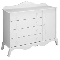 Cômoda Infantil Realeza 1 porta Branco acetinado