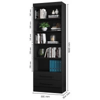 croqui-Estante-para-Livros-2-Gavetas-3420-preto-Qmovi