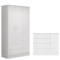 Guarda Roupa 2617 e Cômoda Infantil 2561 Doce Sonho Branco B