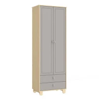 Guarda Roupa 2 Portas Rope Natural Cinza - Matic