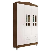 Guarda Roupa Ariel Branco Acetinado Amadeirado - Carolina