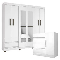 Guarda-Roupa-Casal-E2264-com-Cômoda-8000-branco-Araplac