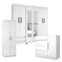 Guarda-Roupa-Casal-E2264-Multiuso-6020-e-Cômoda-8000-branco-
