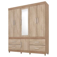 Guarda Roupa Casal Guarujá Nogal e Vanilla Touch – Demóbile