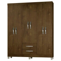Guarda Roupa Casal Módena e Cômoda Cannes 1 Porta Malbec – I