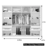 Guarda Roupa Casal Prime 1684 Branco Medidas - Araplac