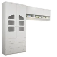 Guarda roupa Eloisa 2 portas com modulo aereo branco brilho