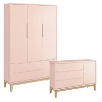 Guarda Roupa Infantil 3 Portas e Cômoda com Porta New Classi