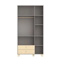 Guarda Roupa Infantil 3 Portas Rope Cinza Natural Interior -