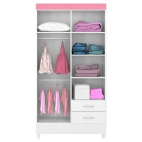 Guarda Roupa Infantil Astro Branco Brilho Rosa Flex – Demóbi