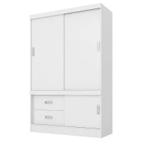 Guarda Roupa Infantil Estilo 2 e Cômoda Astral Branco Brilho