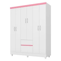 Guarda Roupa Infantil Flash II Branco Rosa Flex – Demóbile