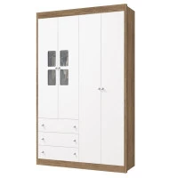 Guarda Roupa Infantil Joãozinho 4 Portas Branco Acetinado Me