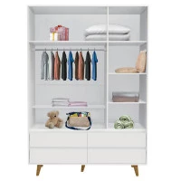 Guarda Roupa Infantil Lorena 3 Portas Branco Acetinado Amade