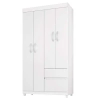 Guarda Roupa Infantil Lótus Branco Brilho - Demóbile