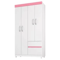 Guarda Roupa Infantil Lotus Branco Rosa Flex – Demóbile