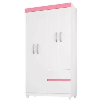 Guarda Roupa Infantil Lótus Flex Rosa/Branco - Demóbile