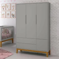 guarda-roupa-infantil-new-classic-3-portas-cinza-com-pes-mad