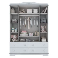 Guarda Roupa Infantil Provençal Branco Acetinado - Henn B